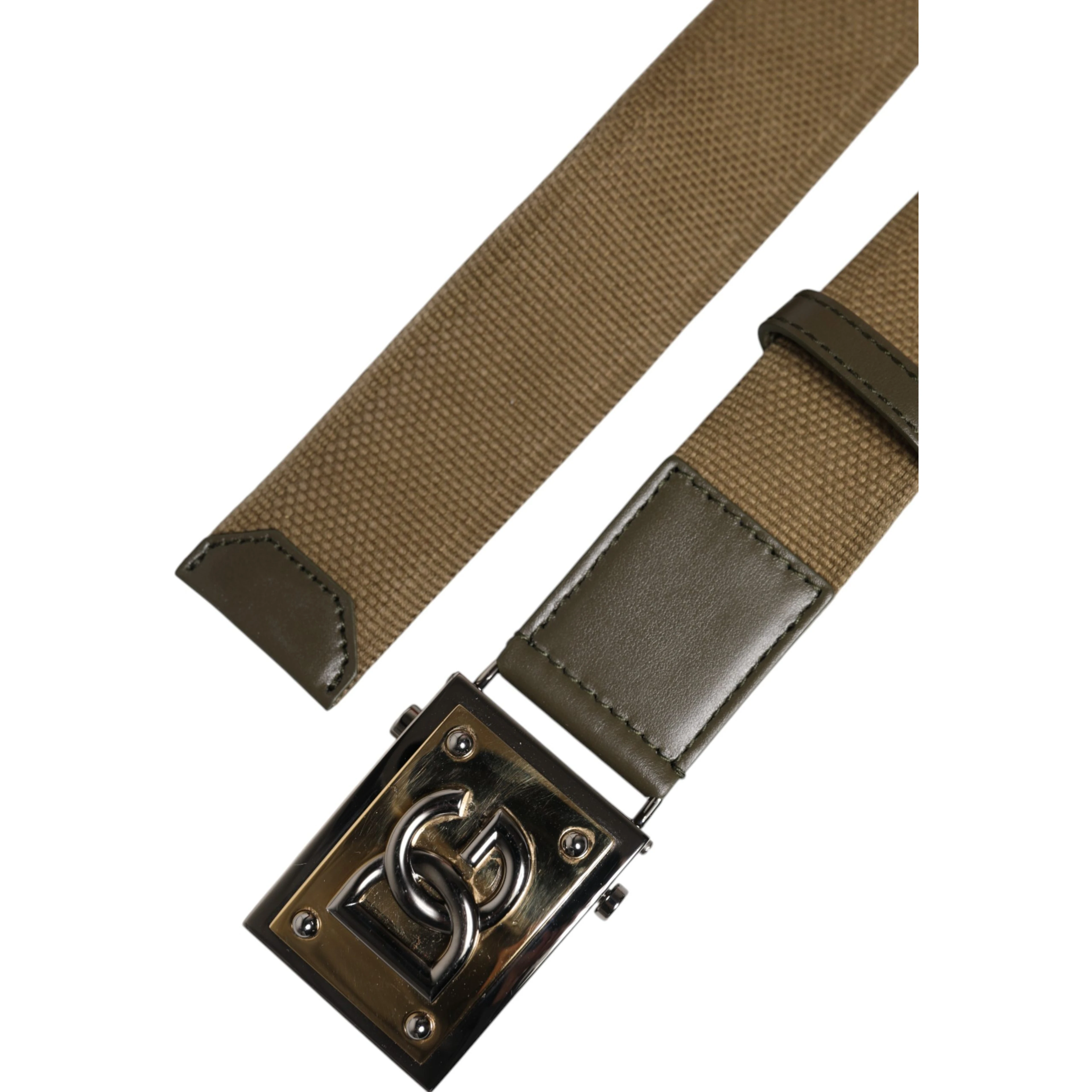 Men Military Green DG Logo Plaque Buckle Belt