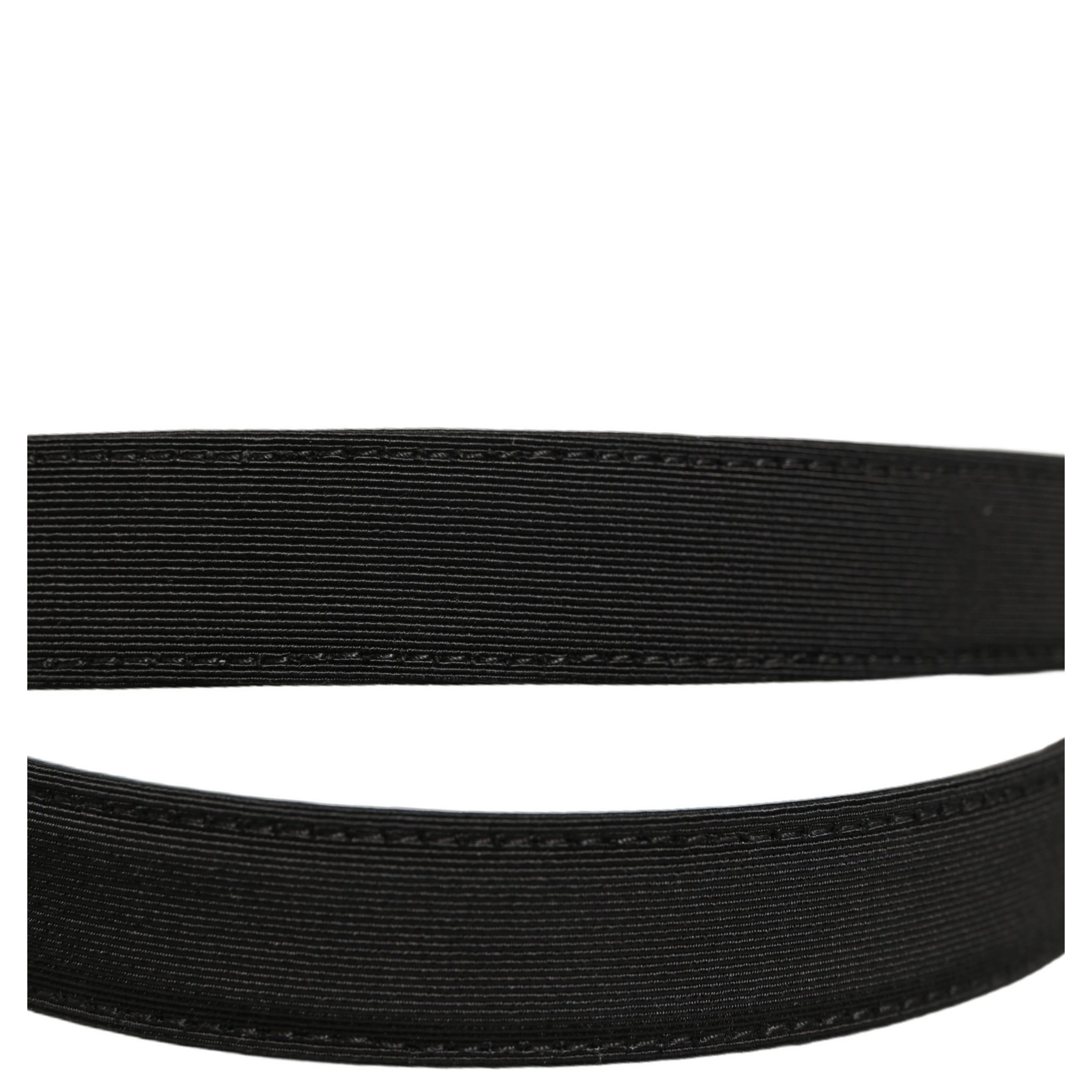 Black Canvas Leather Gold Metal Buckle Belt