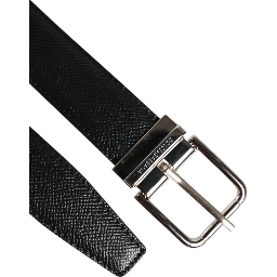 Black Calf Leather Classic Silver Buckle Belt
