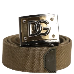 Men Military Green DG Logo Plaque Buckle Belt