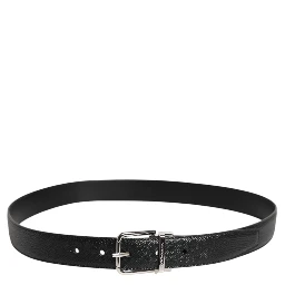 Black Calf Leather Classic Silver Buckle Belt