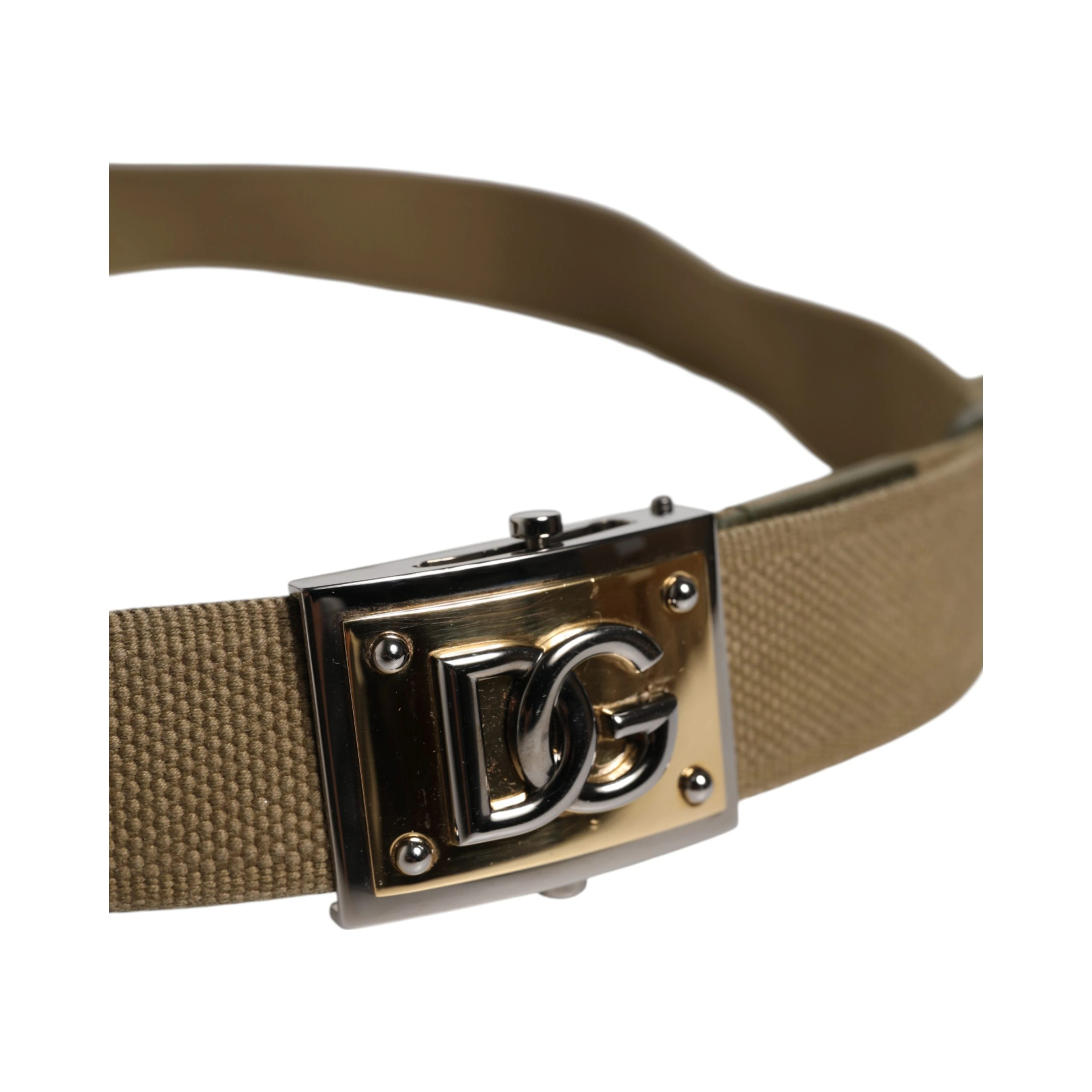 Men Military Green DG Logo Plaque Buckle Belt