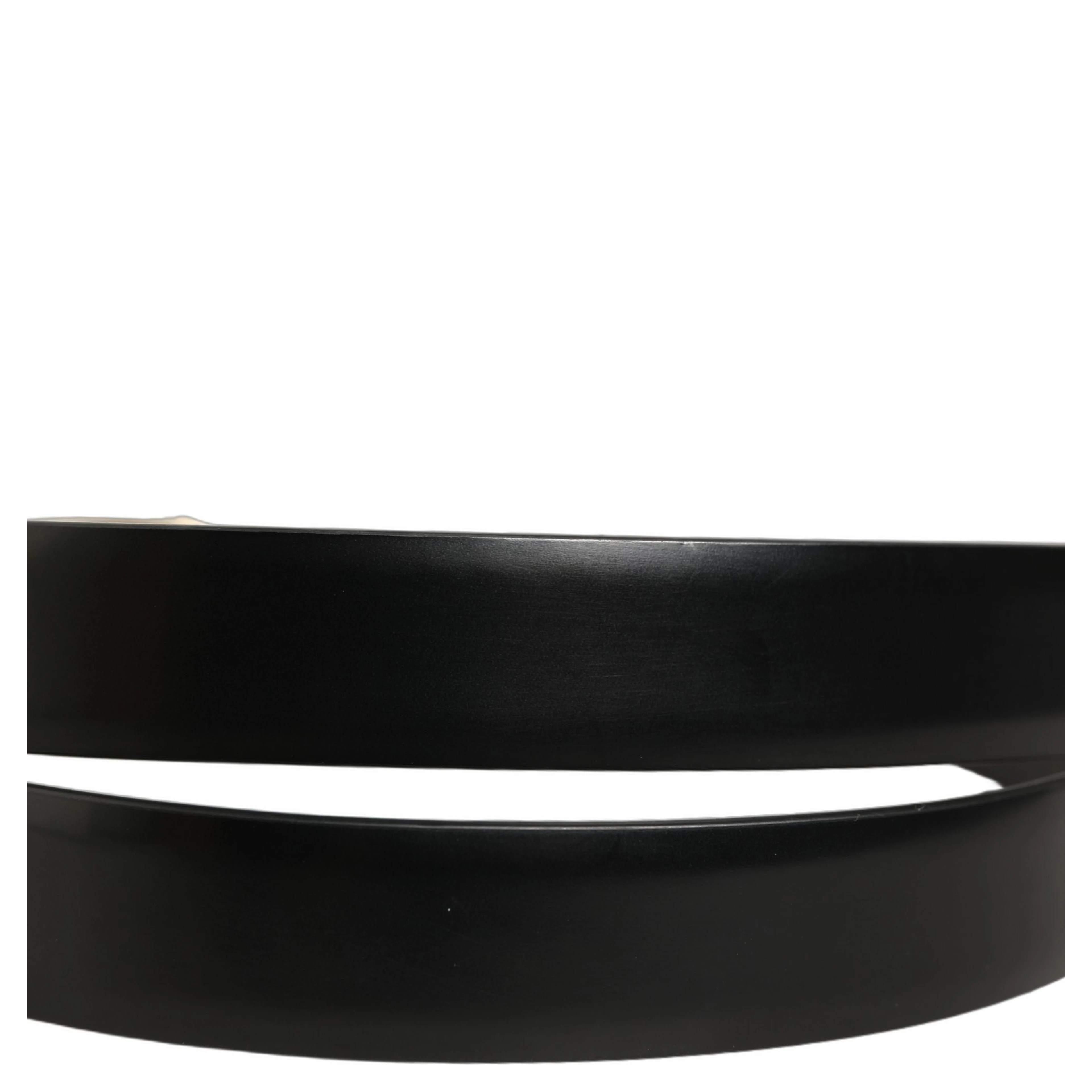 Black Leather Gold Tone Metal Buckle Belt