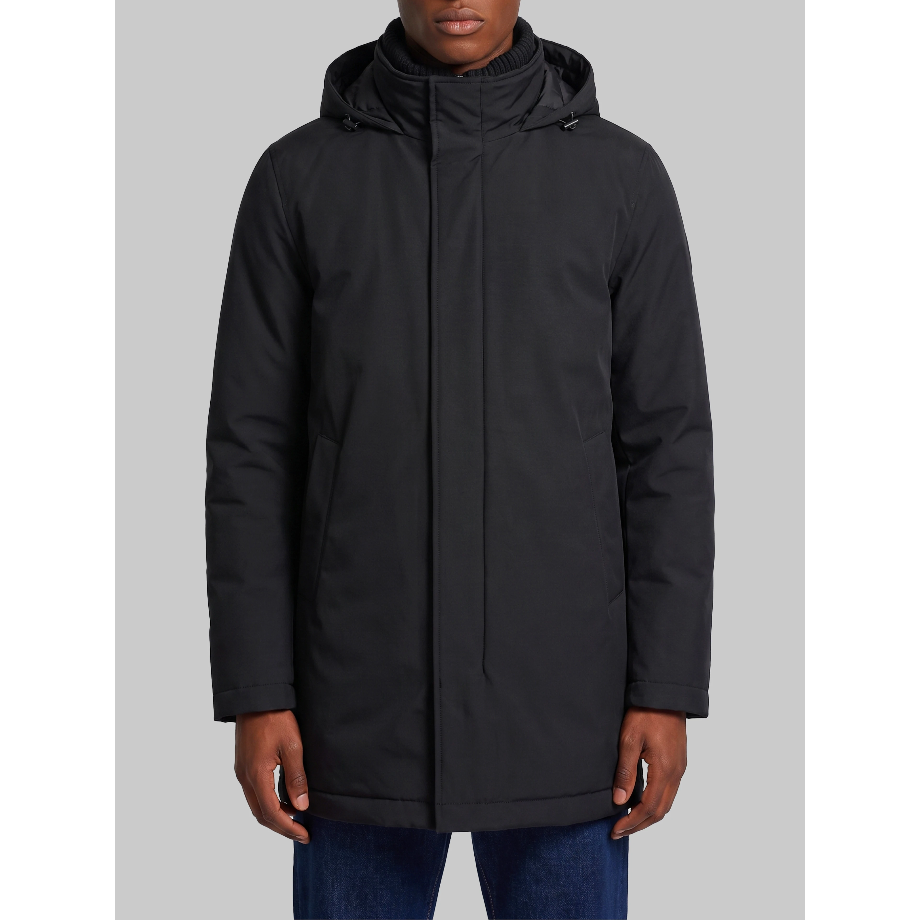 Black knit-collar jacket