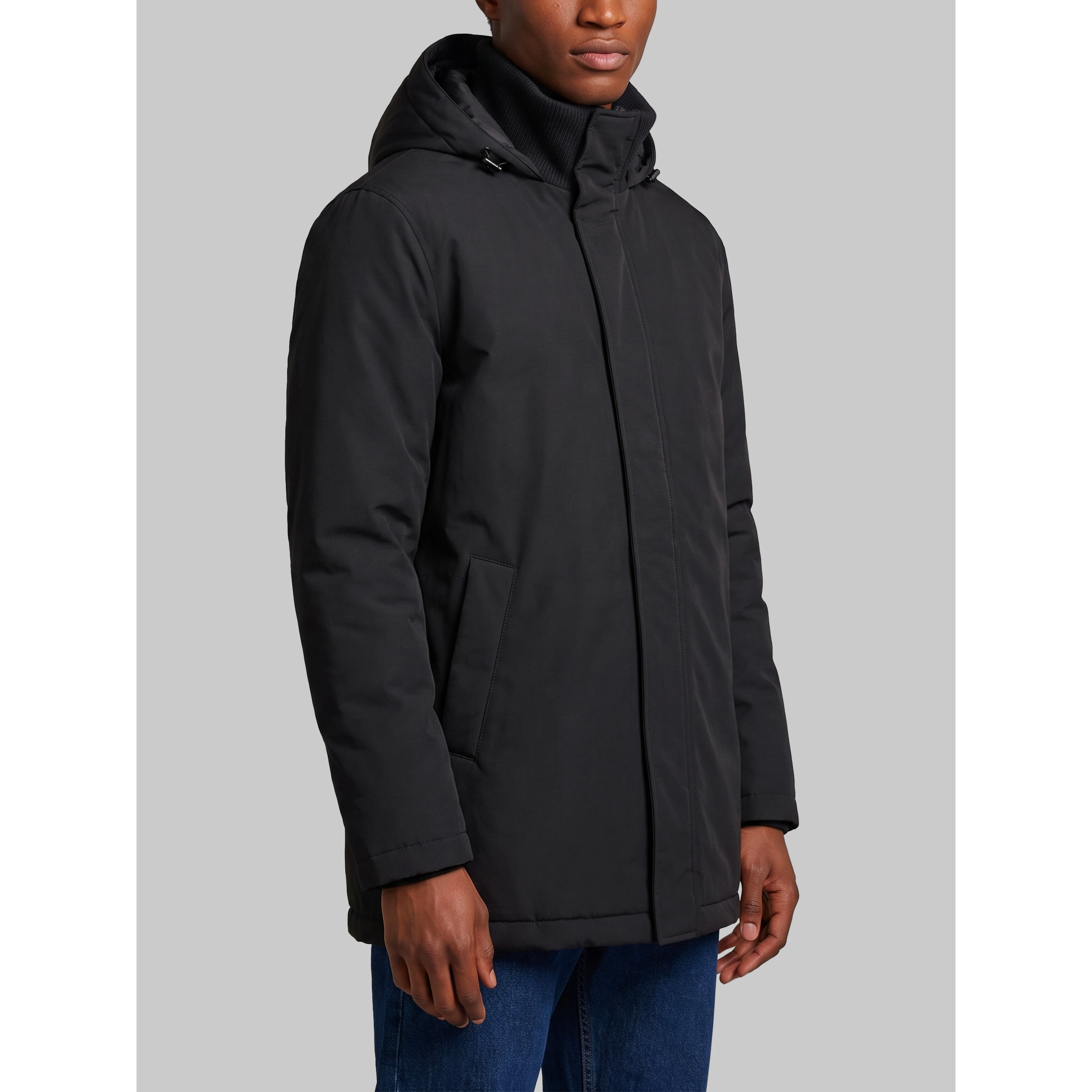 Black knit-collar jacket