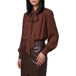 Silk-blouse blouse with bow