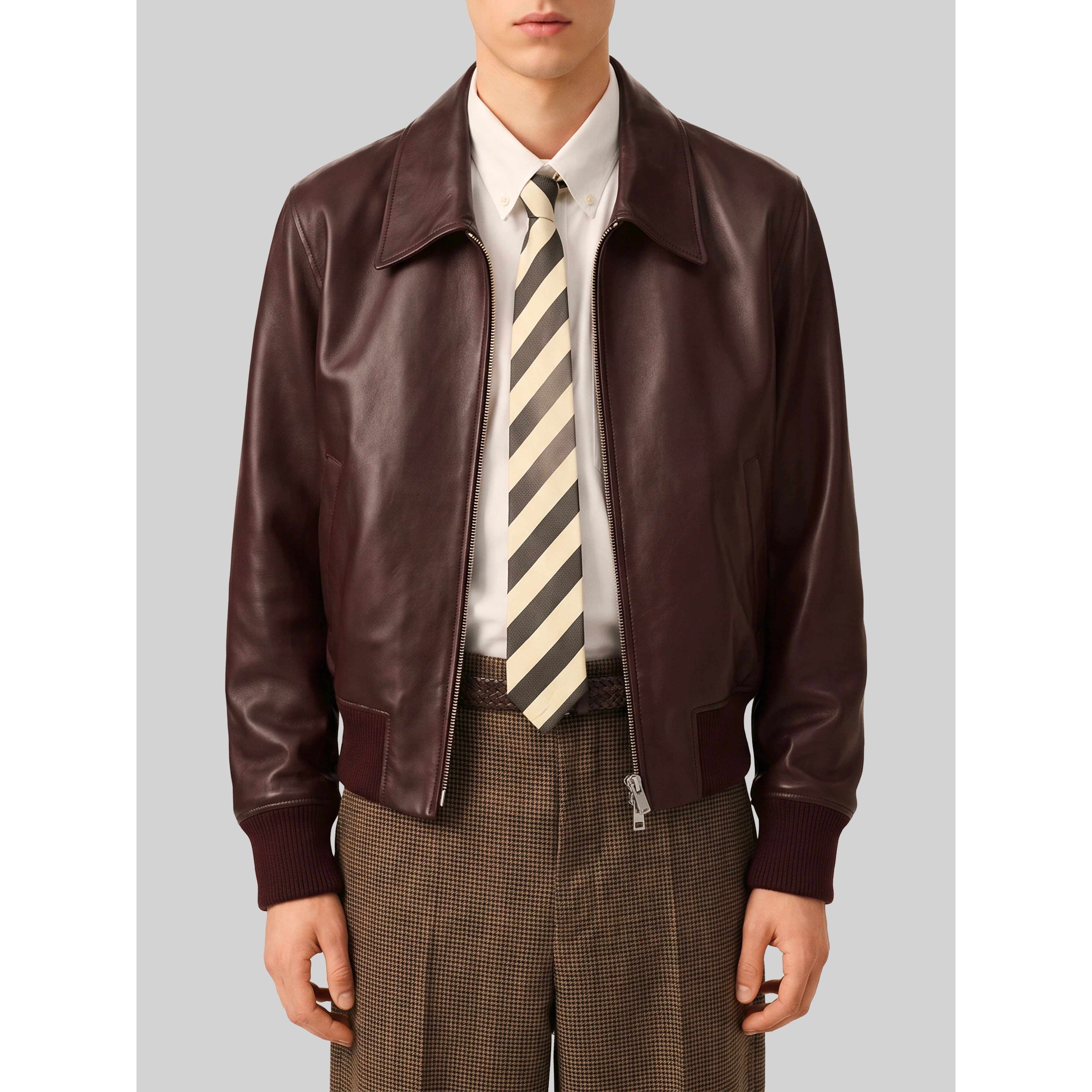 Burgundy zip bomber jacket