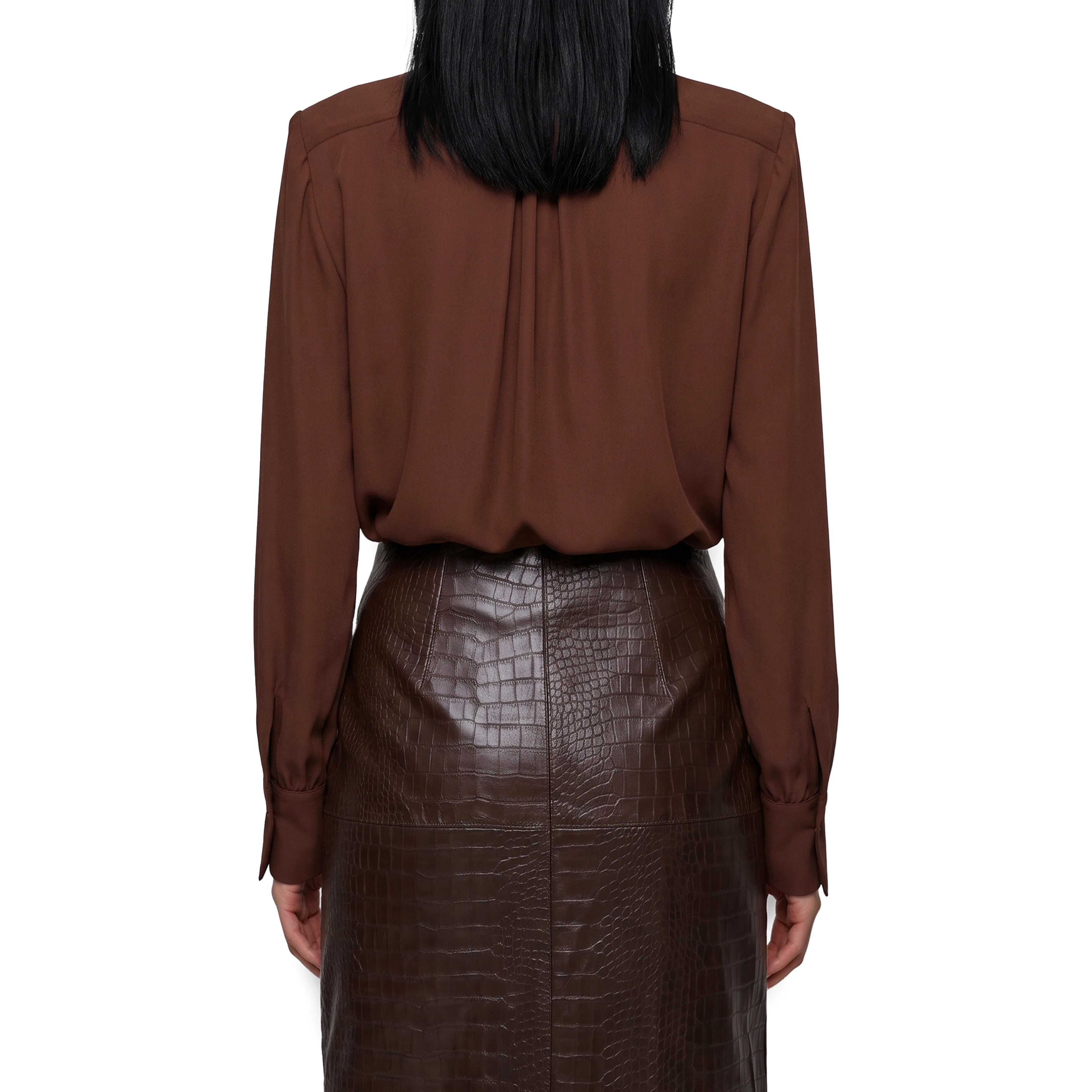 Silk-blouse blouse with bow