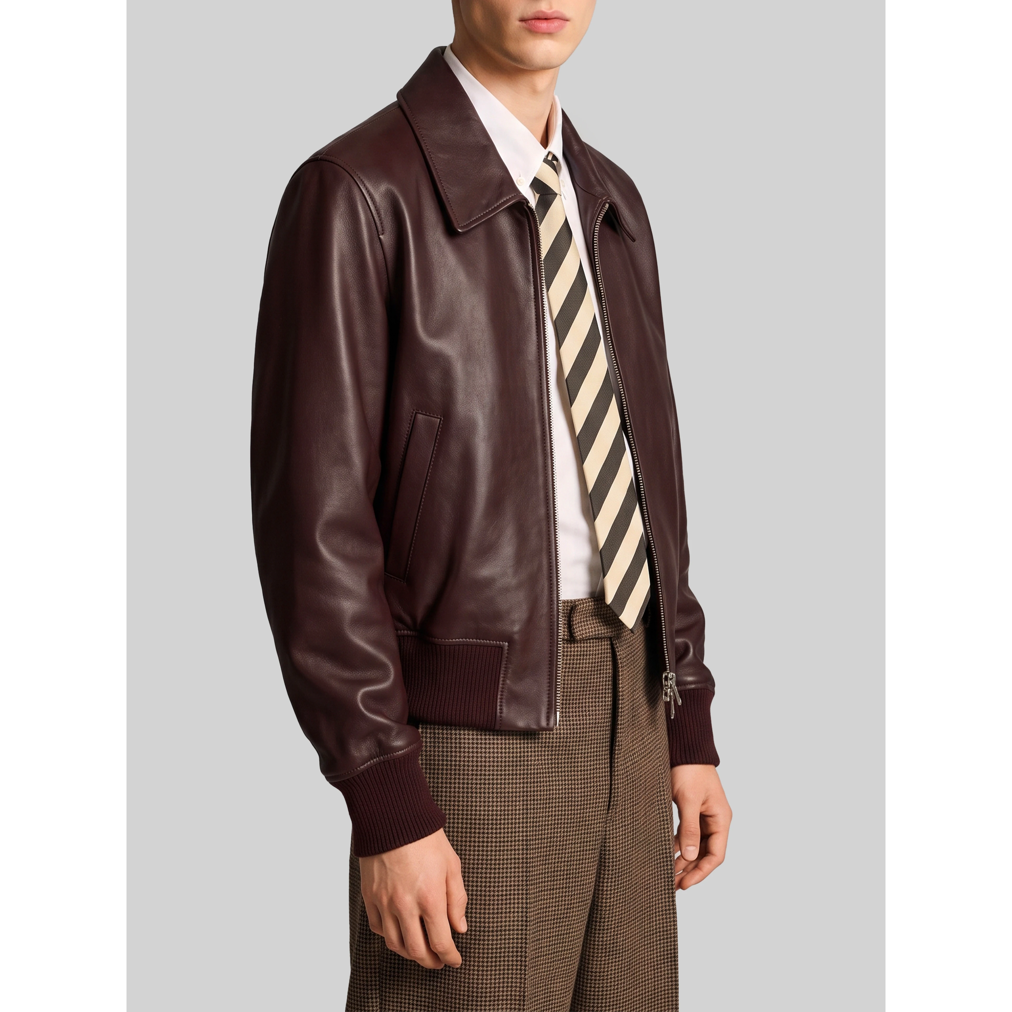 Burgundy zip bomber jacket