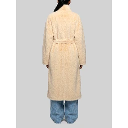 Camel Ravello faux fur robe coat