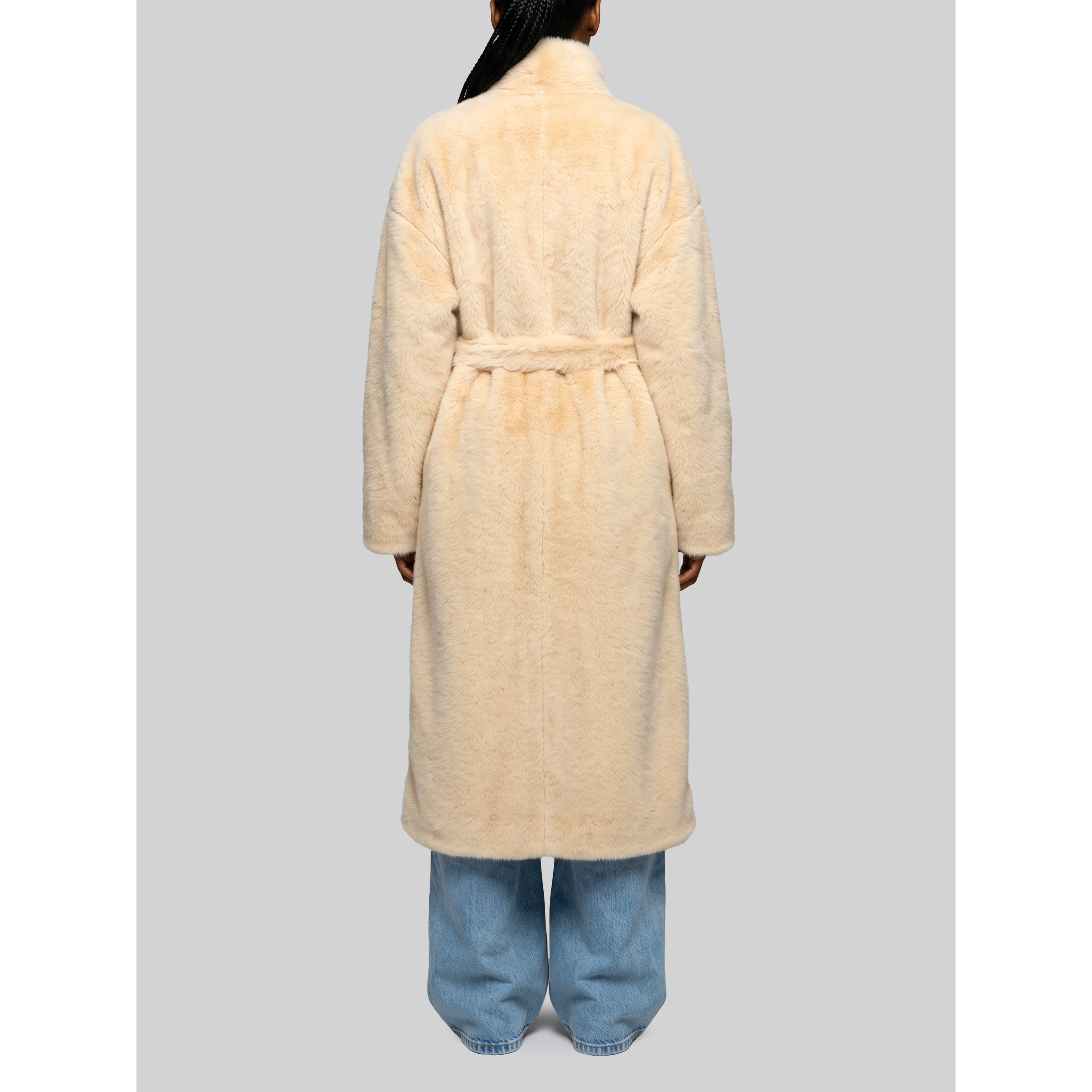 Camel Ravello faux fur robe coat