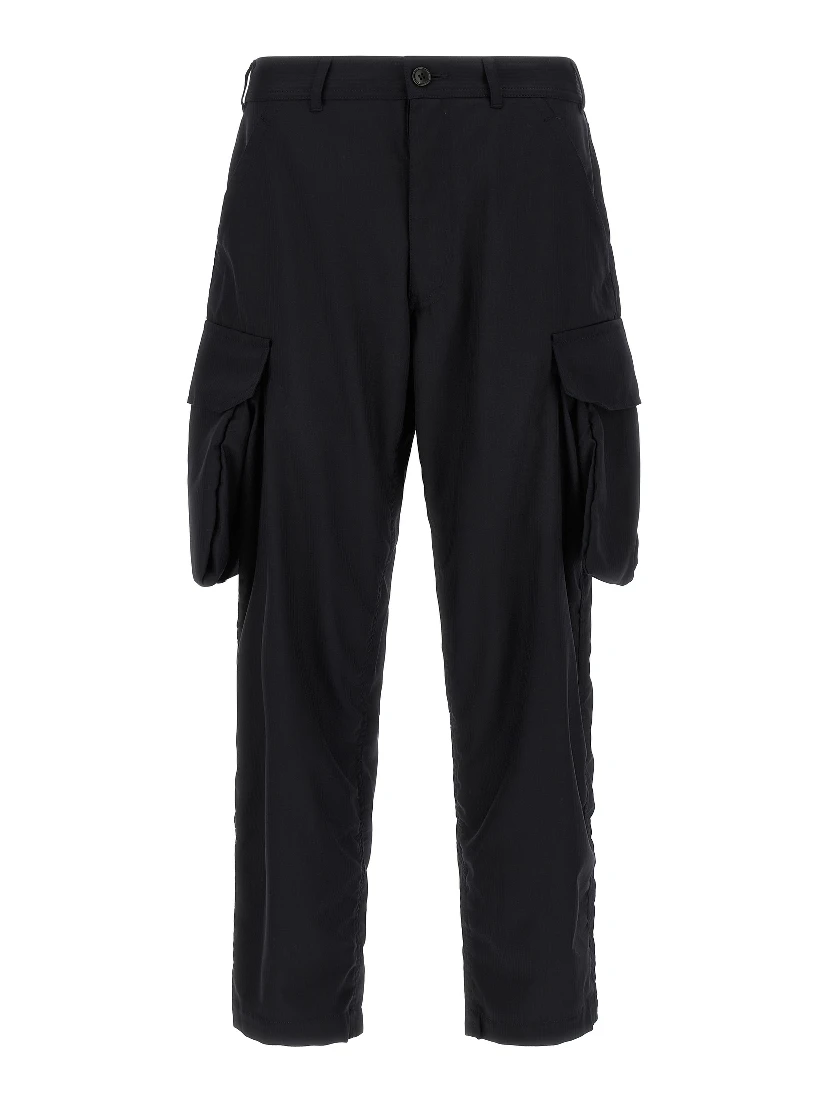 Blue Polyester Cargo Pants