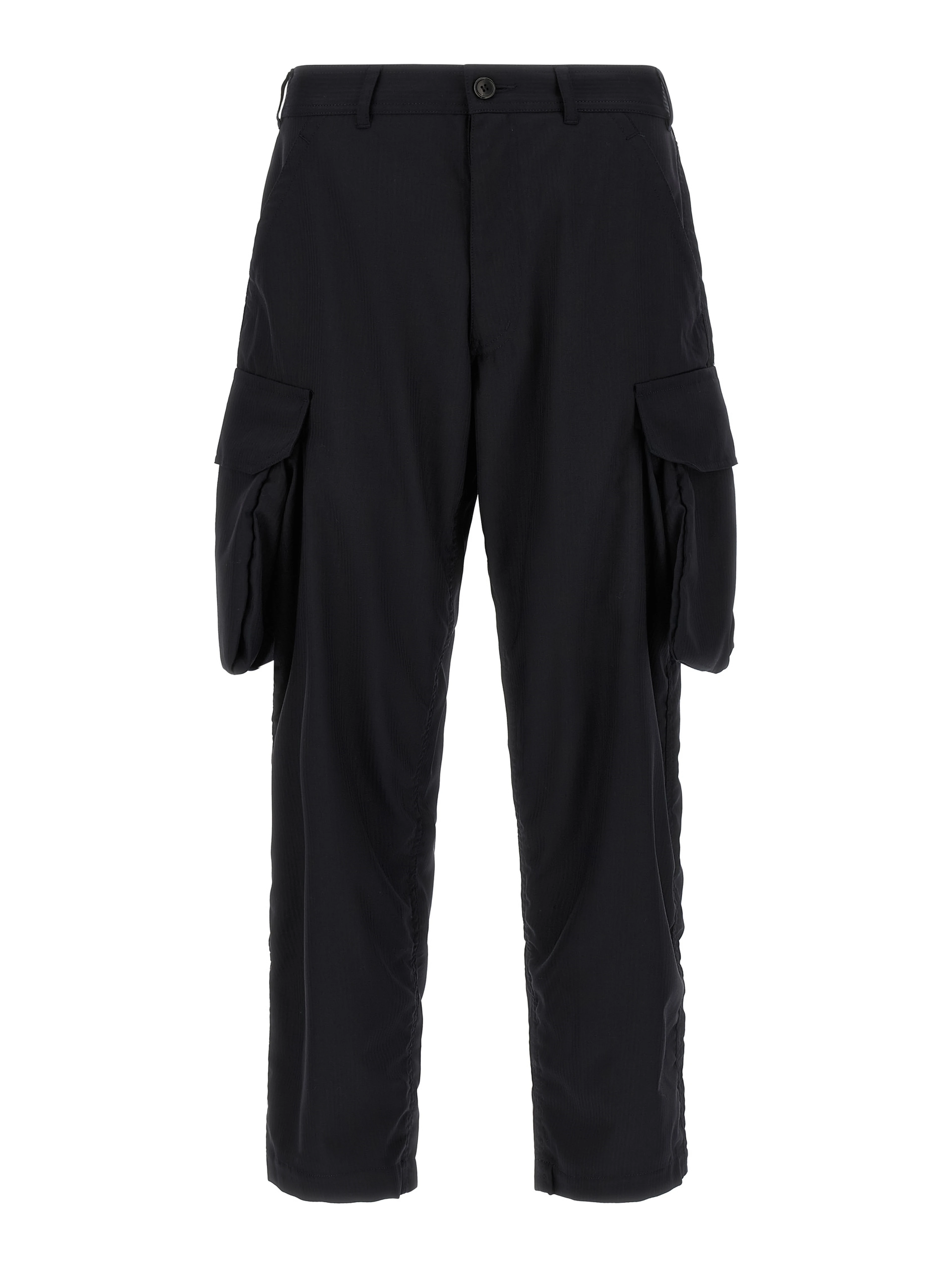 Blue Polyester Cargo Pants