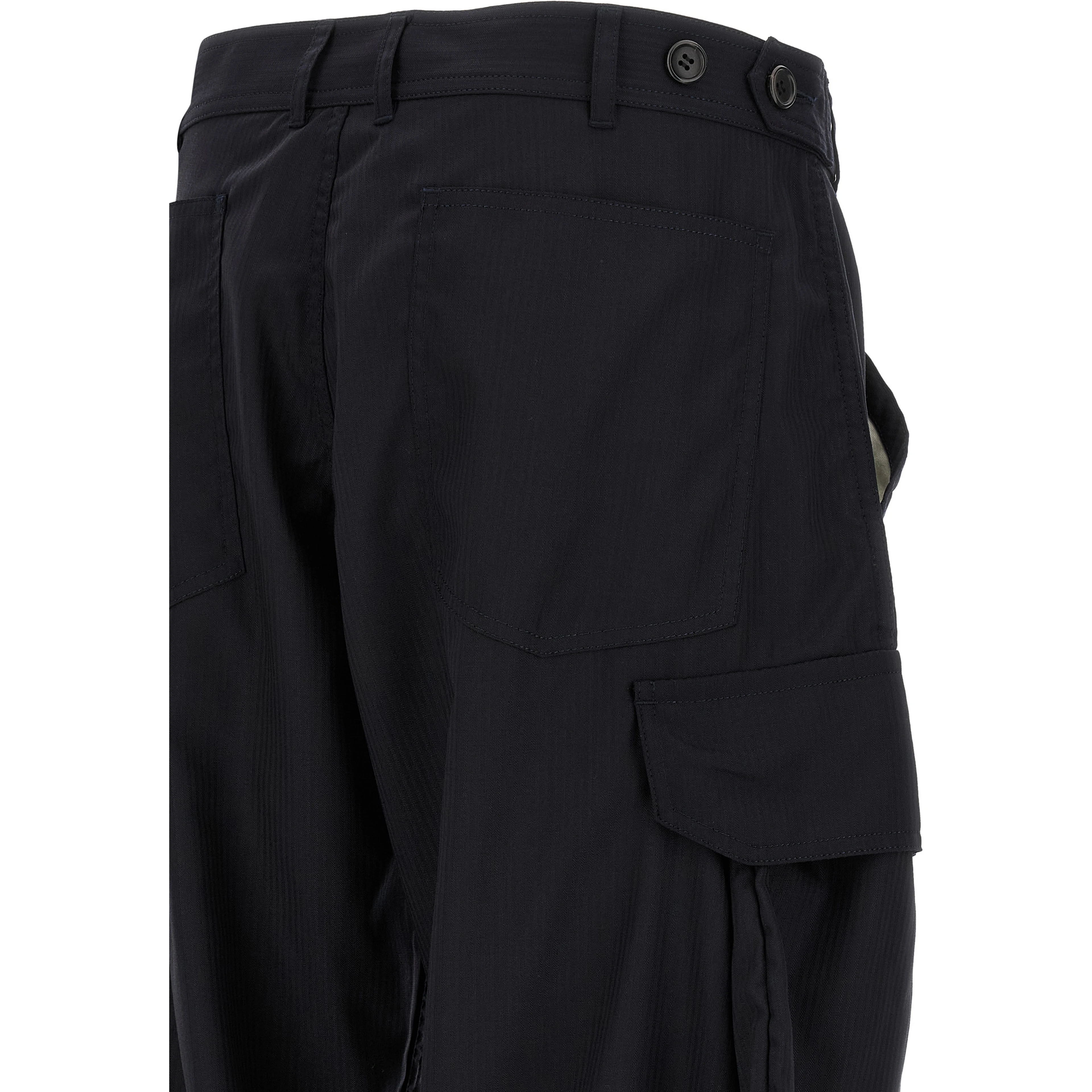 Blue Polyester Cargo Pants
