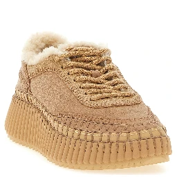 Beige Lambskin Chunky Sneakers