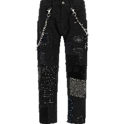 Black Cotton Straight-Leg Jeans