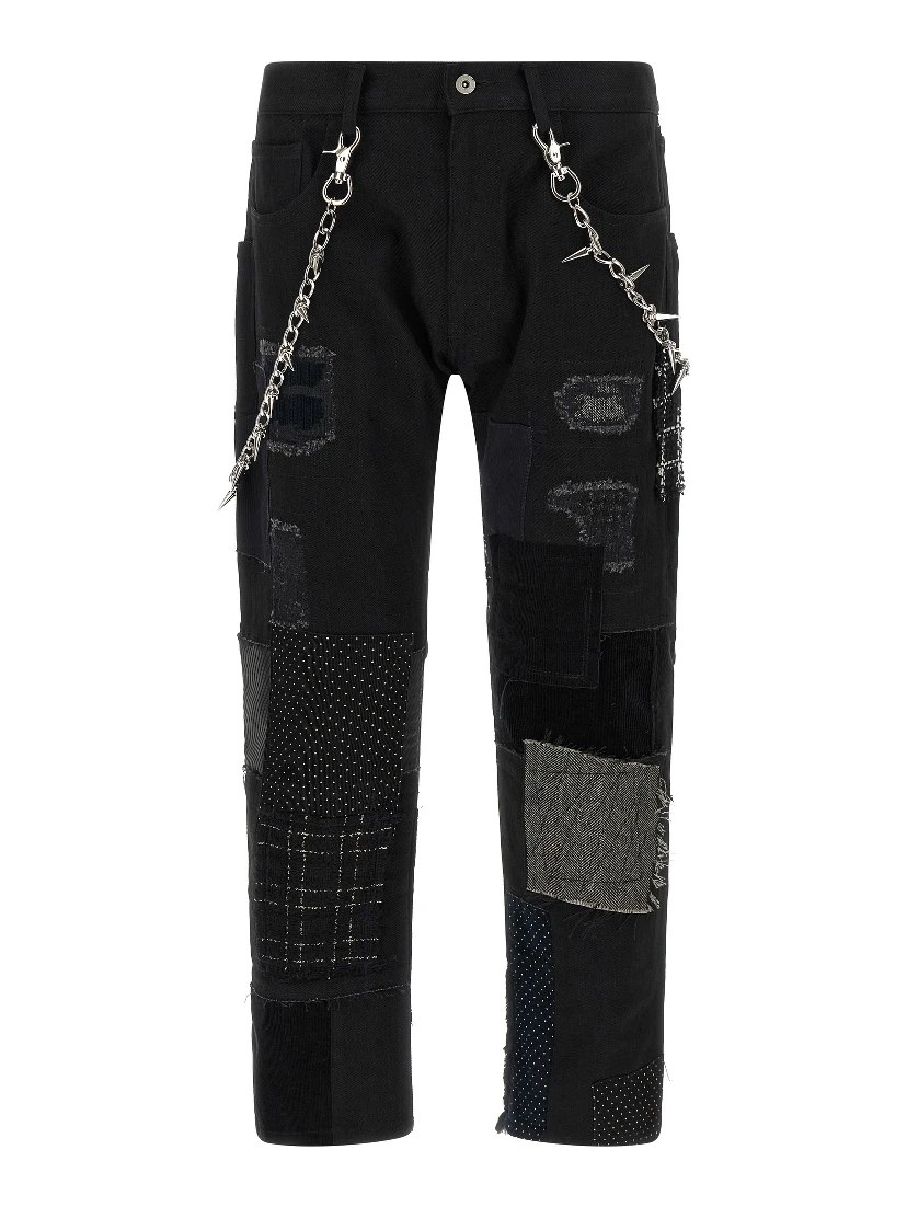 Black Cotton Straight-Leg Jeans