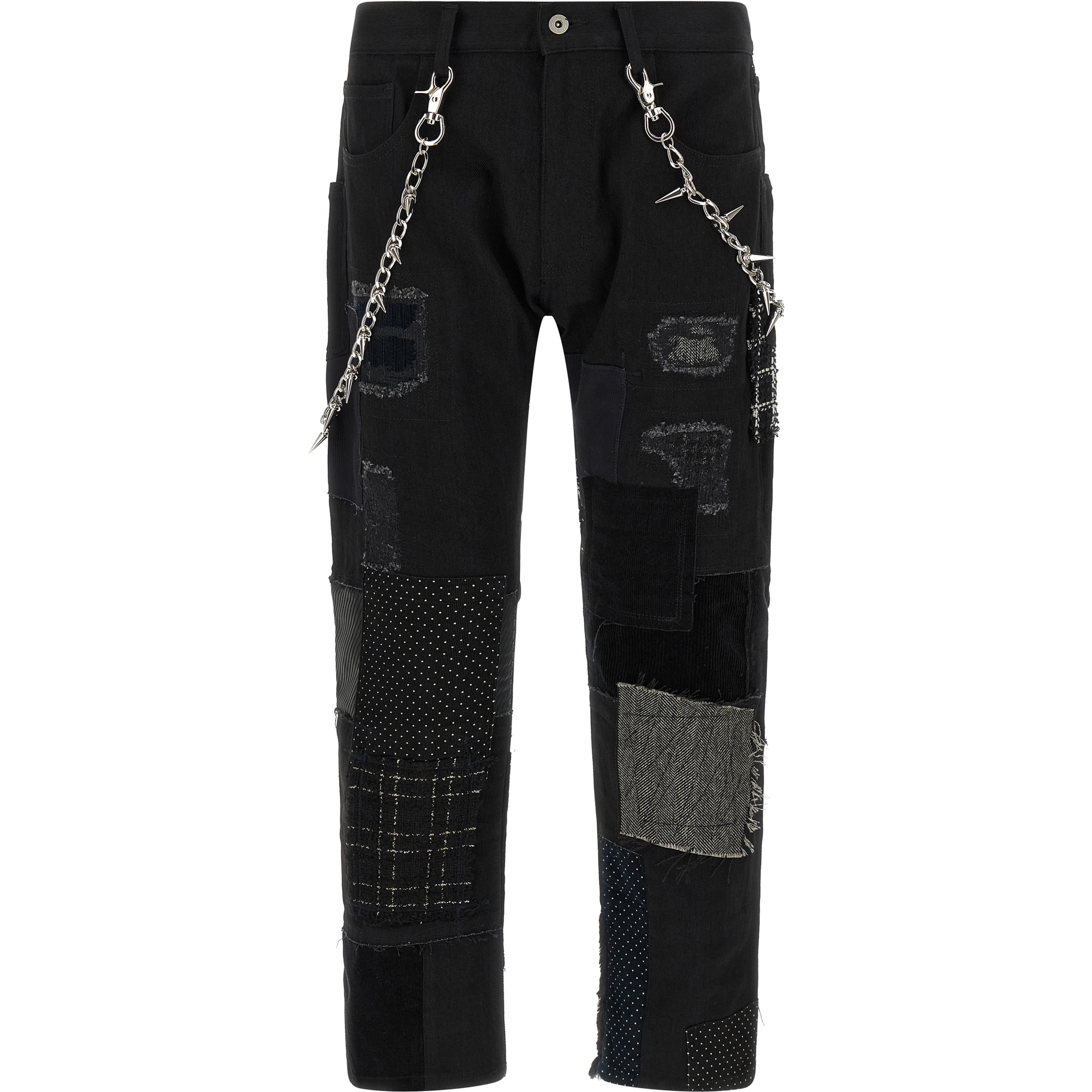 Black Cotton Straight-Leg Jeans