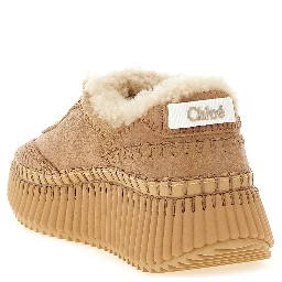 Beige Lambskin Chunky Sneakers