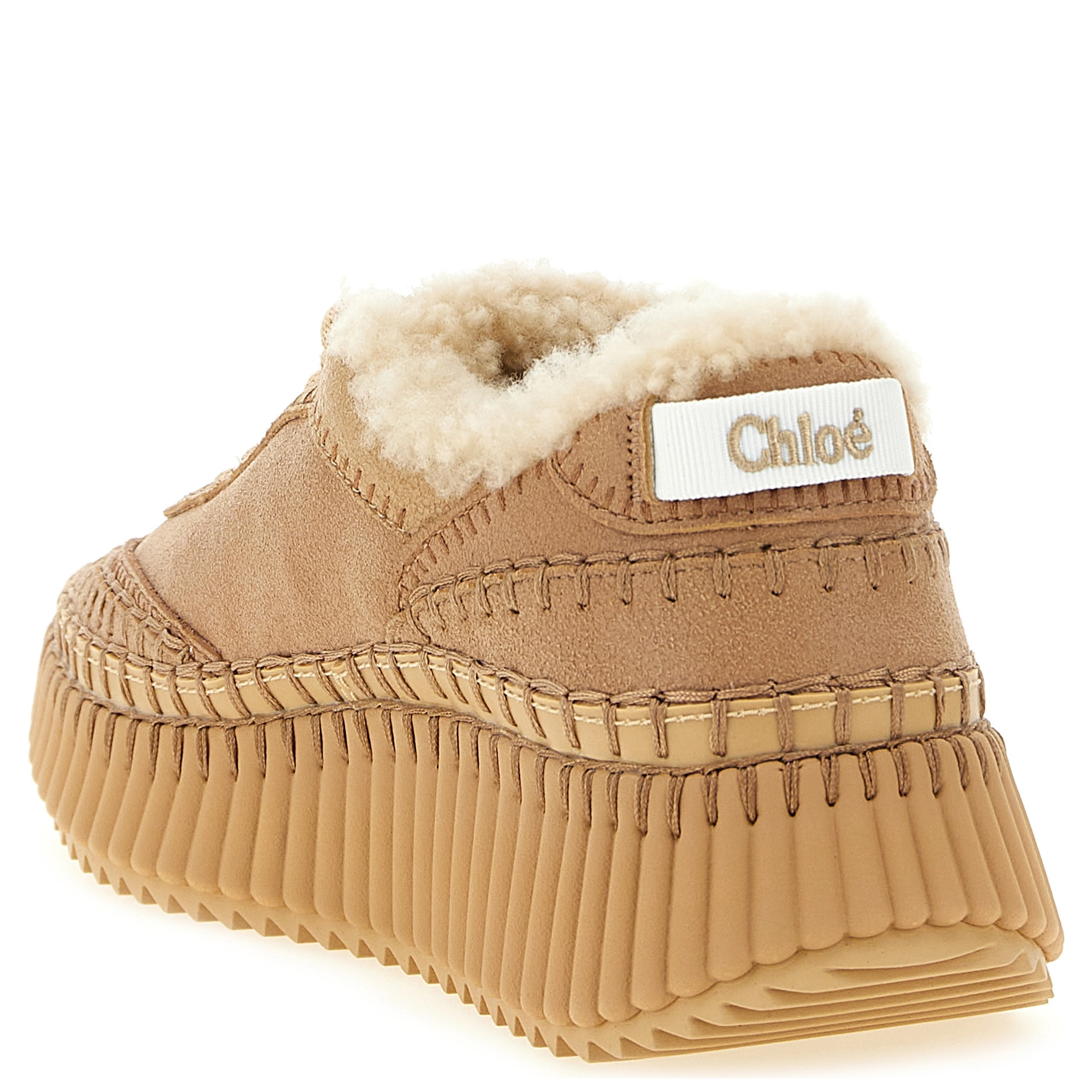 Beige Lambskin Chunky Sneakers