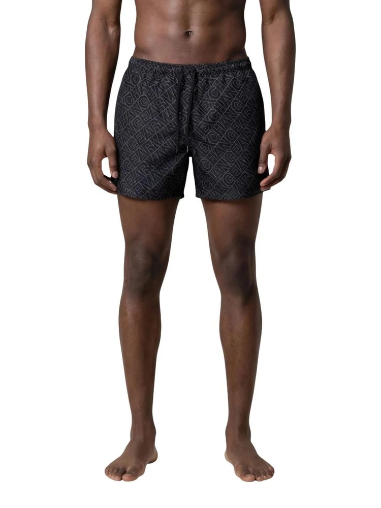 Black Polyester Swim Shorts