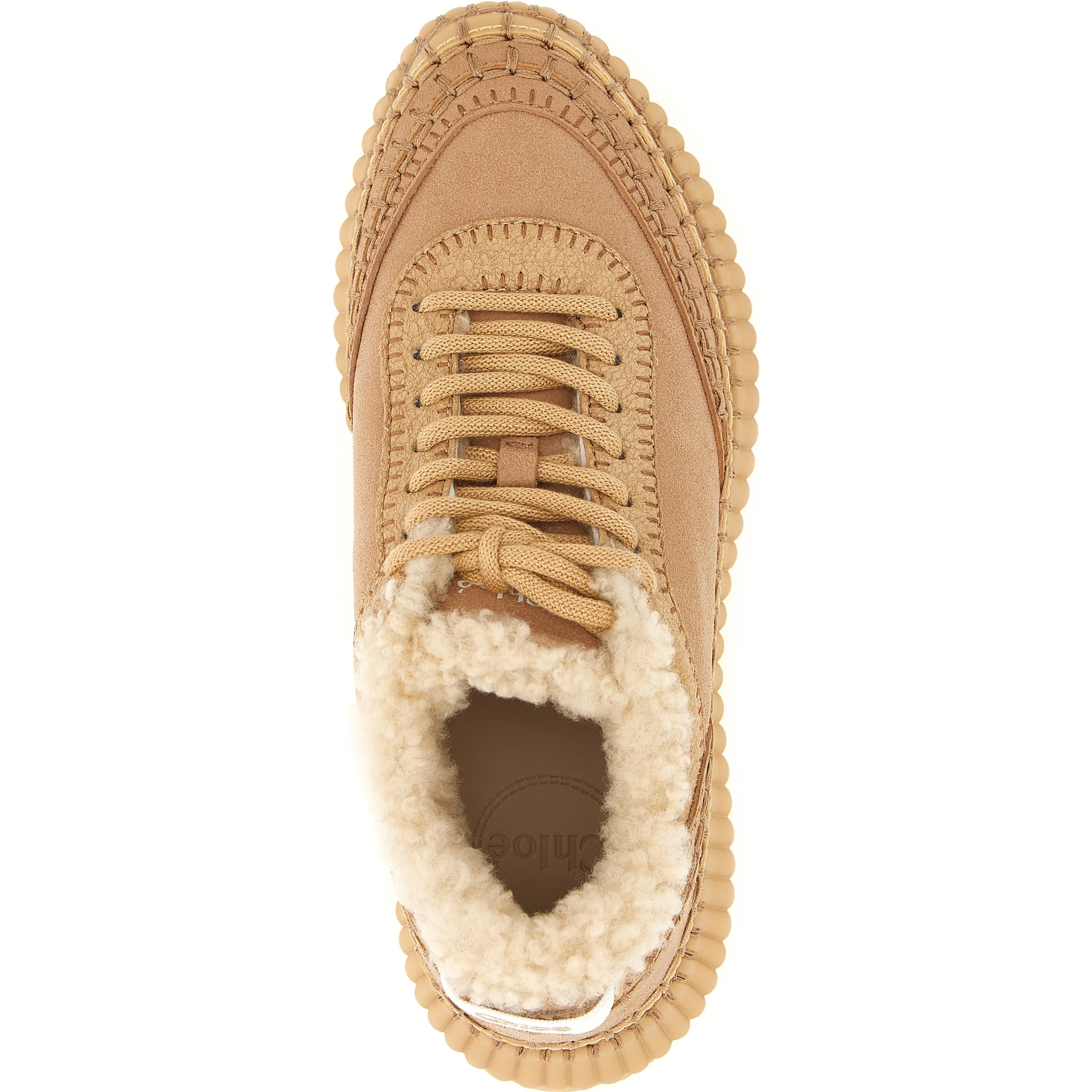 Beige Lambskin Chunky Sneakers