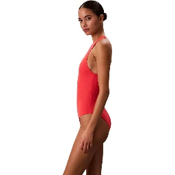 Orange Recycled Polyester One-Piece Swimsuit