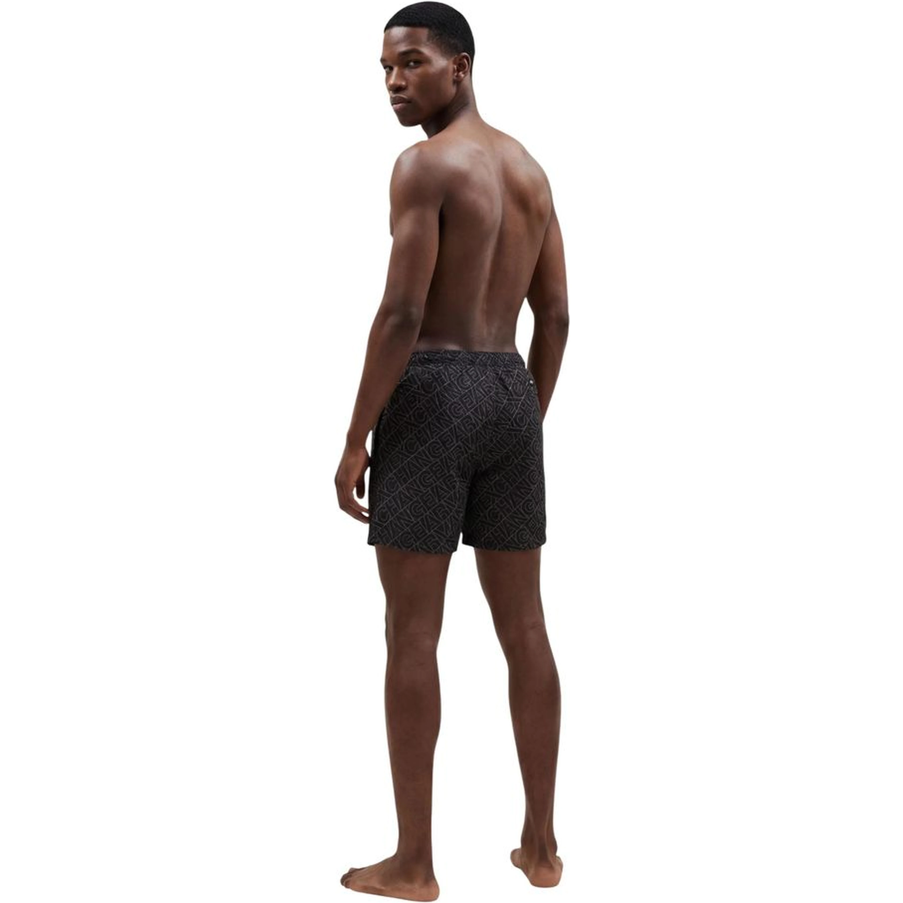 Black Polyester Swim Shorts