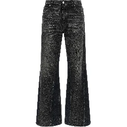 Gray Cotton Flared Jeans