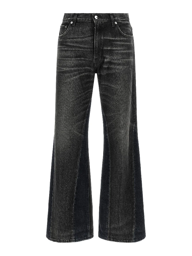 Gray Cotton Flared Jeans