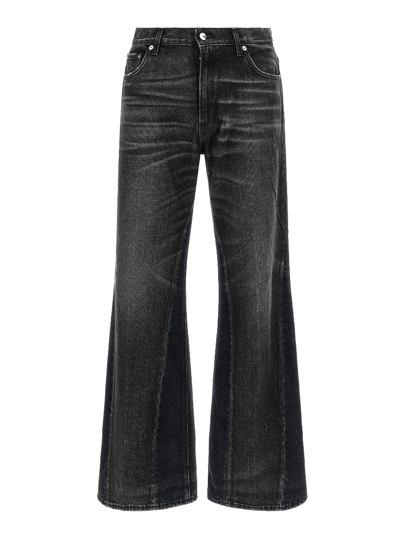 Gray Cotton Flared Jeans