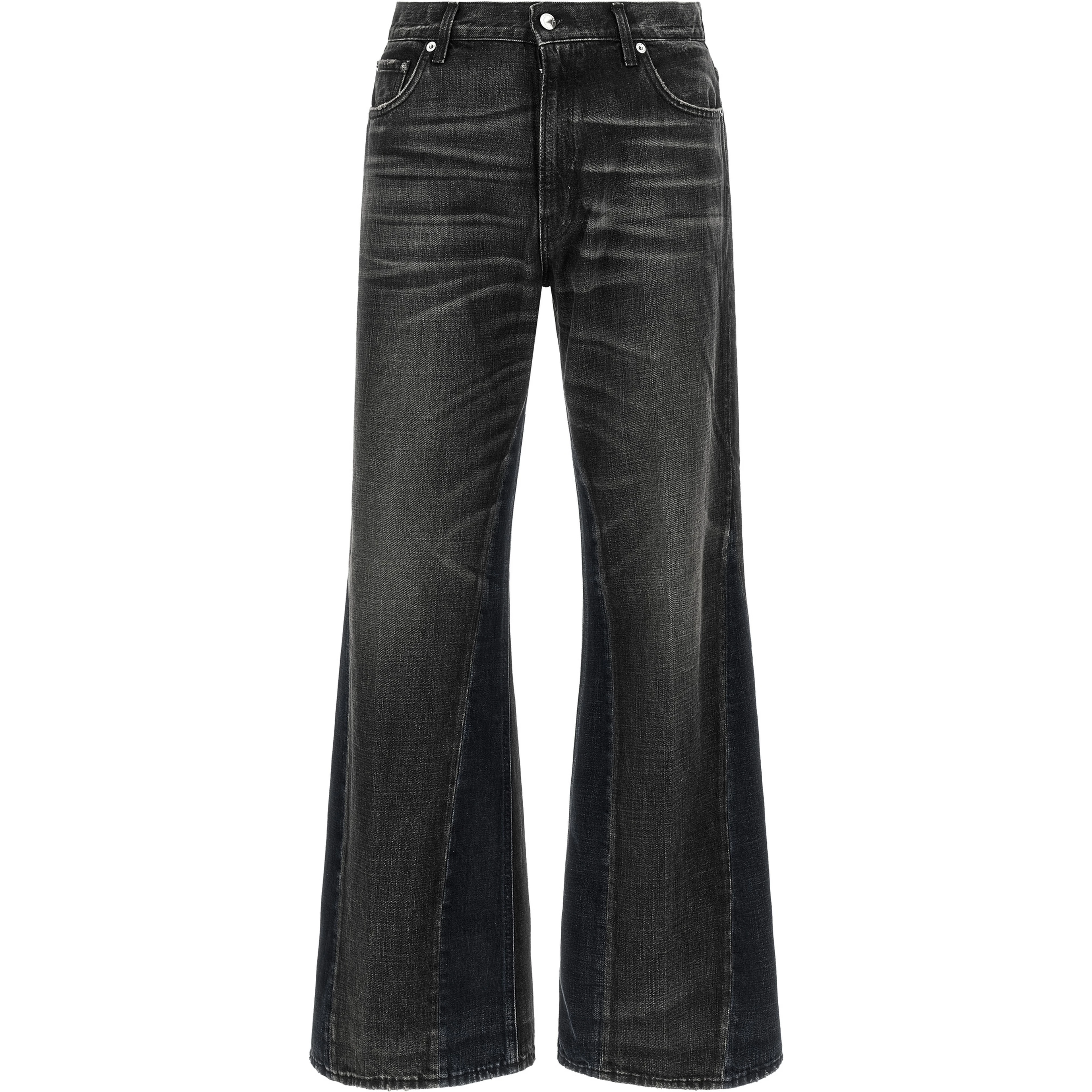 Gray Cotton Flared Jeans