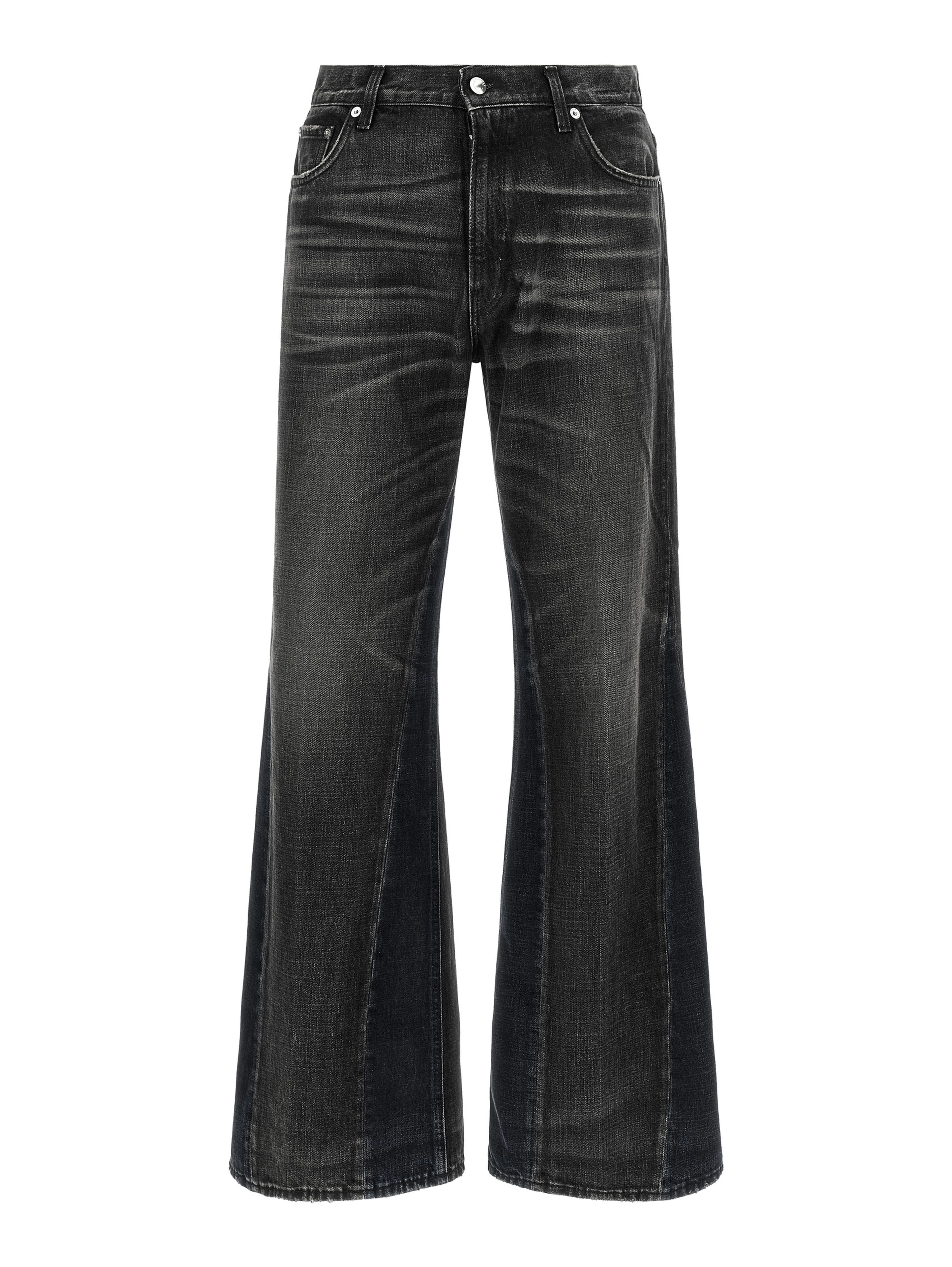 Gray Cotton Flared Jeans