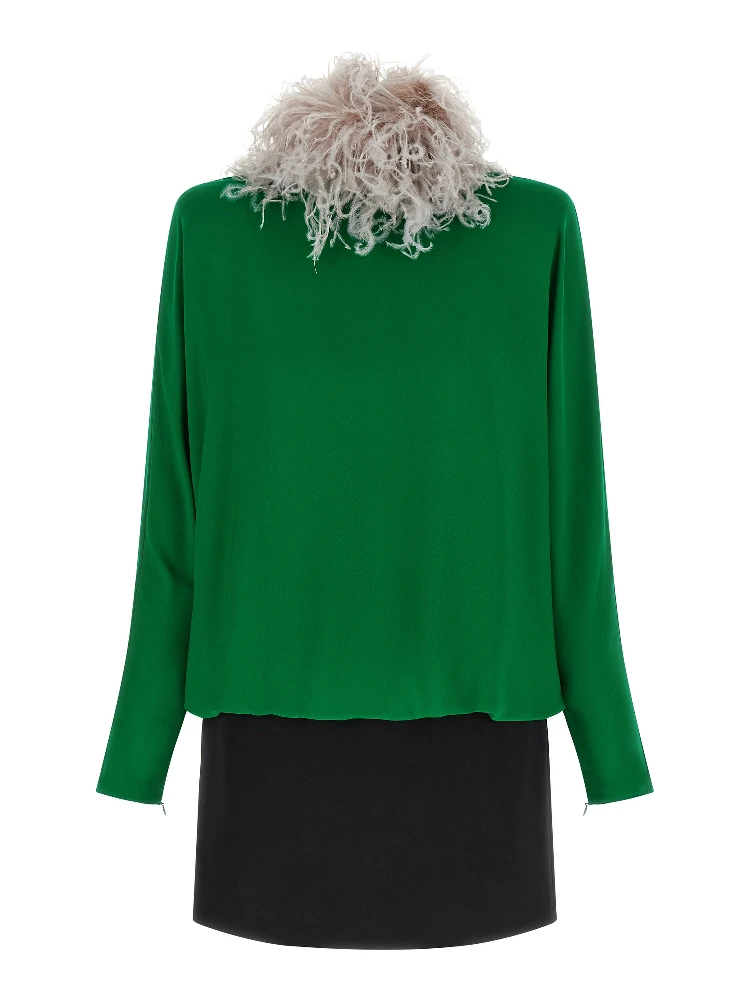 Bicolor Silk Short Dress