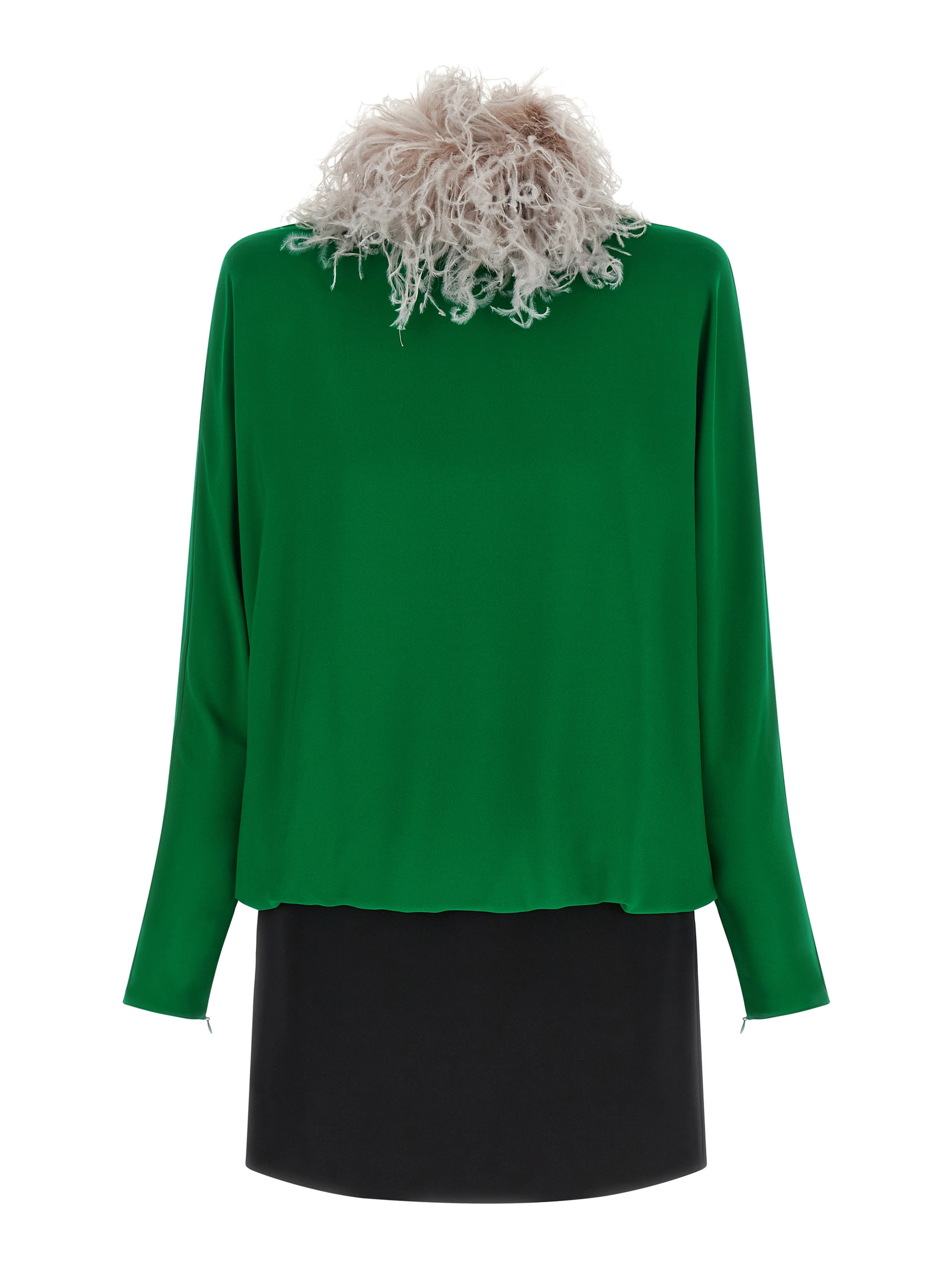 Bicolor Silk Short Dress