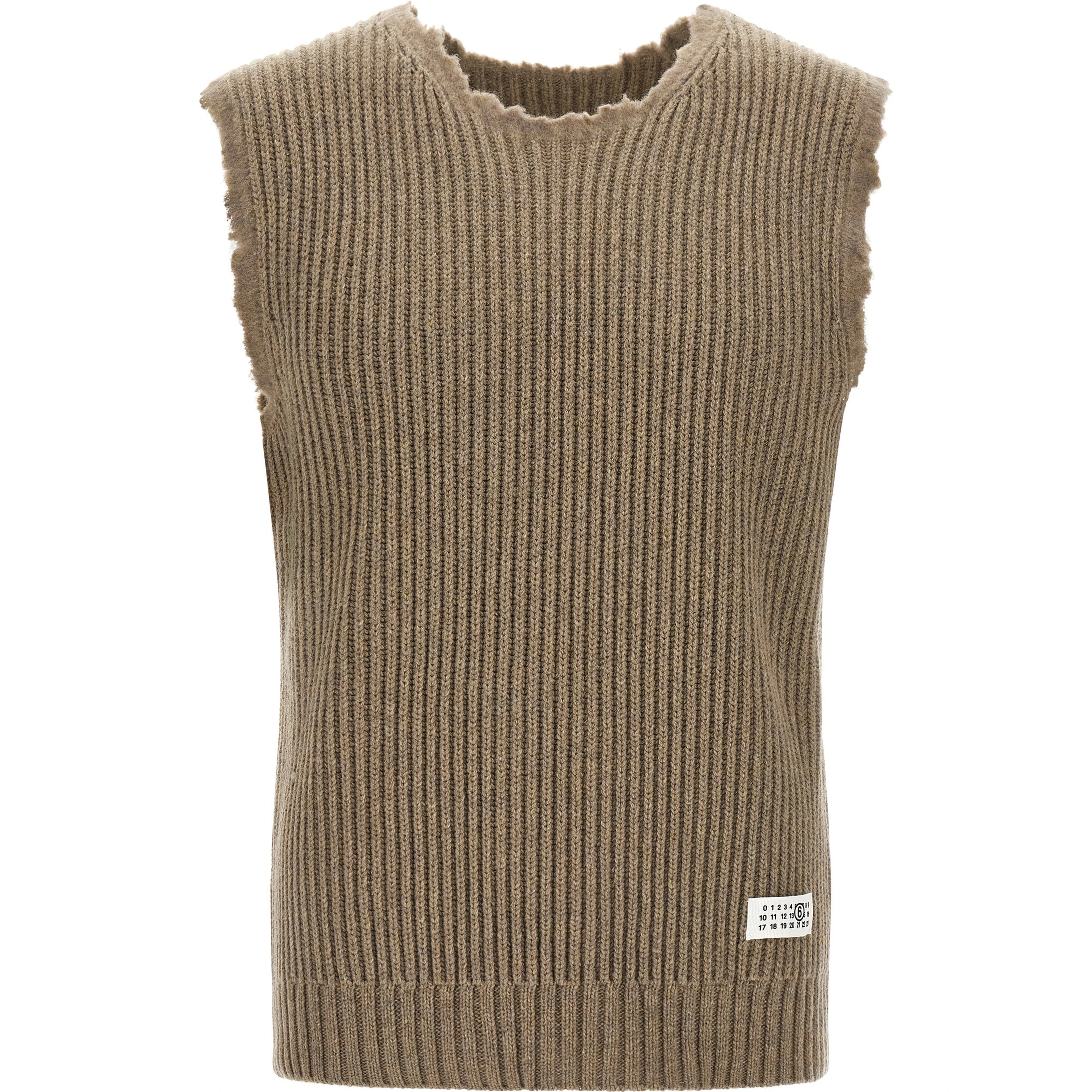 Beige Wool Sleeveles Sweater