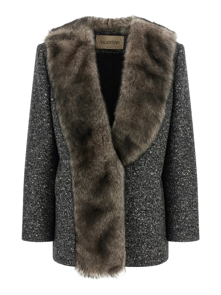 Bicolor Virgin Wool Coat