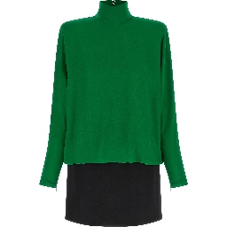 Bicolor Silk Short Dress
