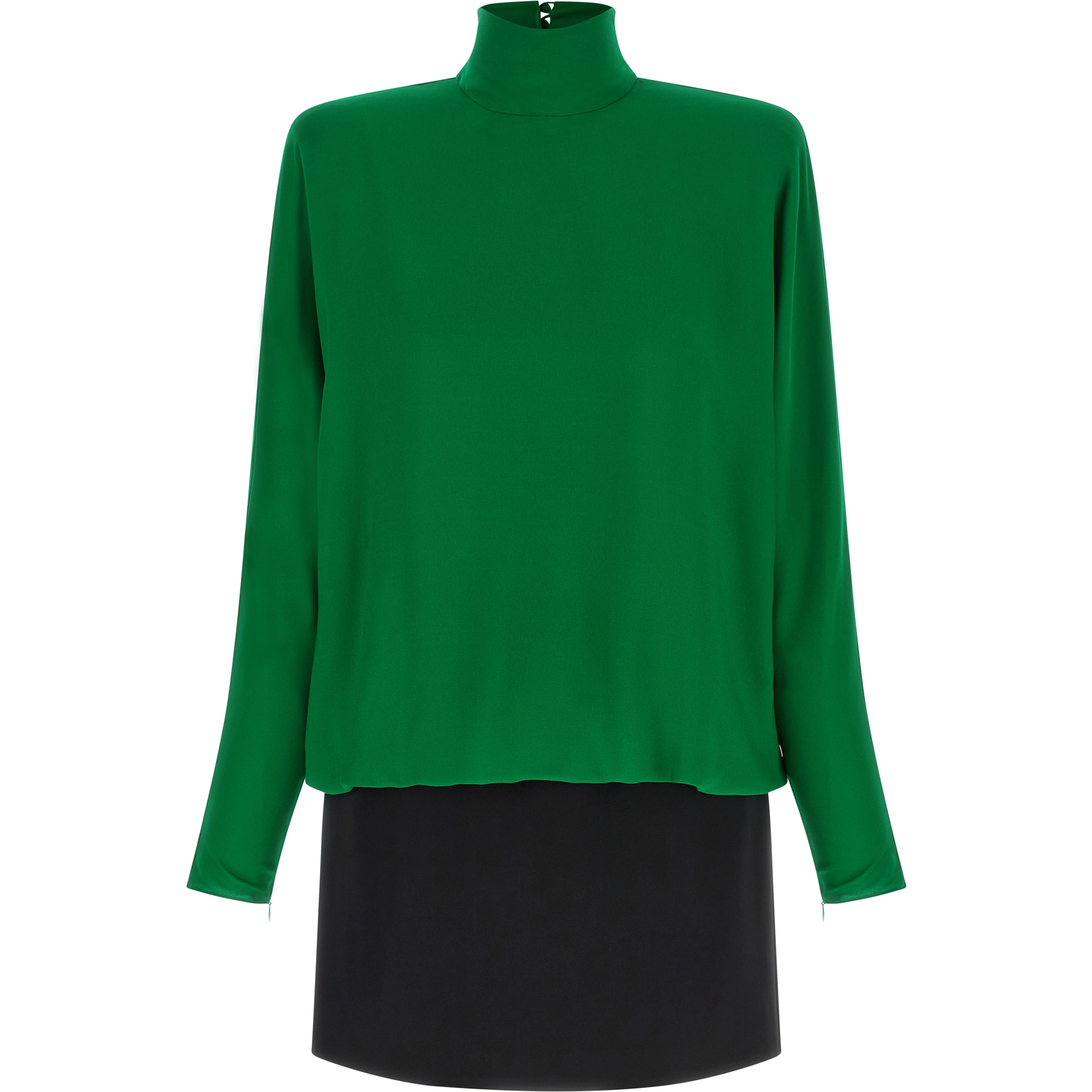 Bicolor Silk Short Dress