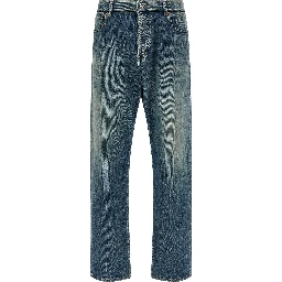 Blue Cotton Tapered Jeans