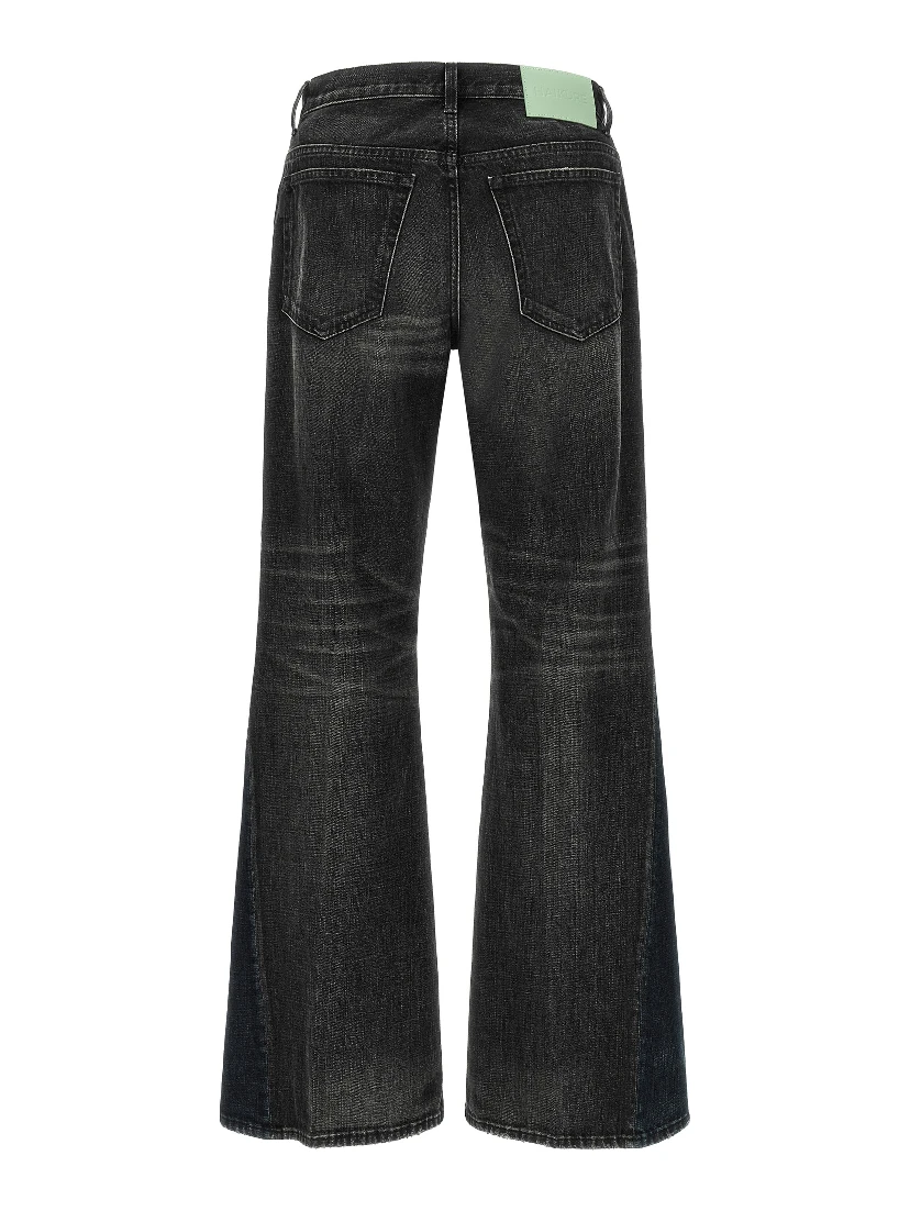 Gray Cotton Flared Jeans