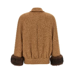 Brown Lamb Fur Bomber