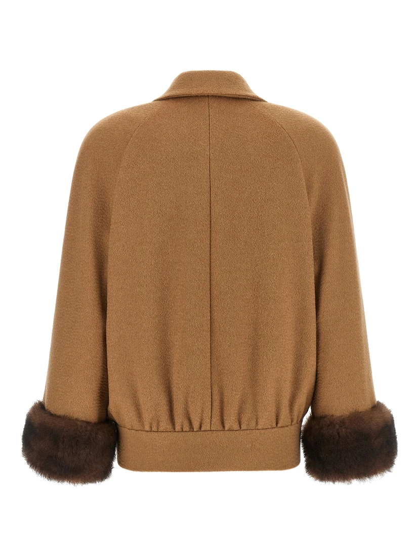 Brown Lamb Fur Bomber
