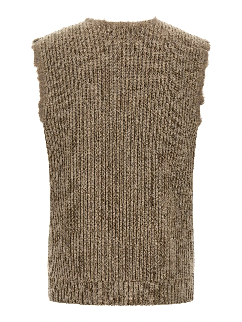 Beige Wool Sleeveles Sweater