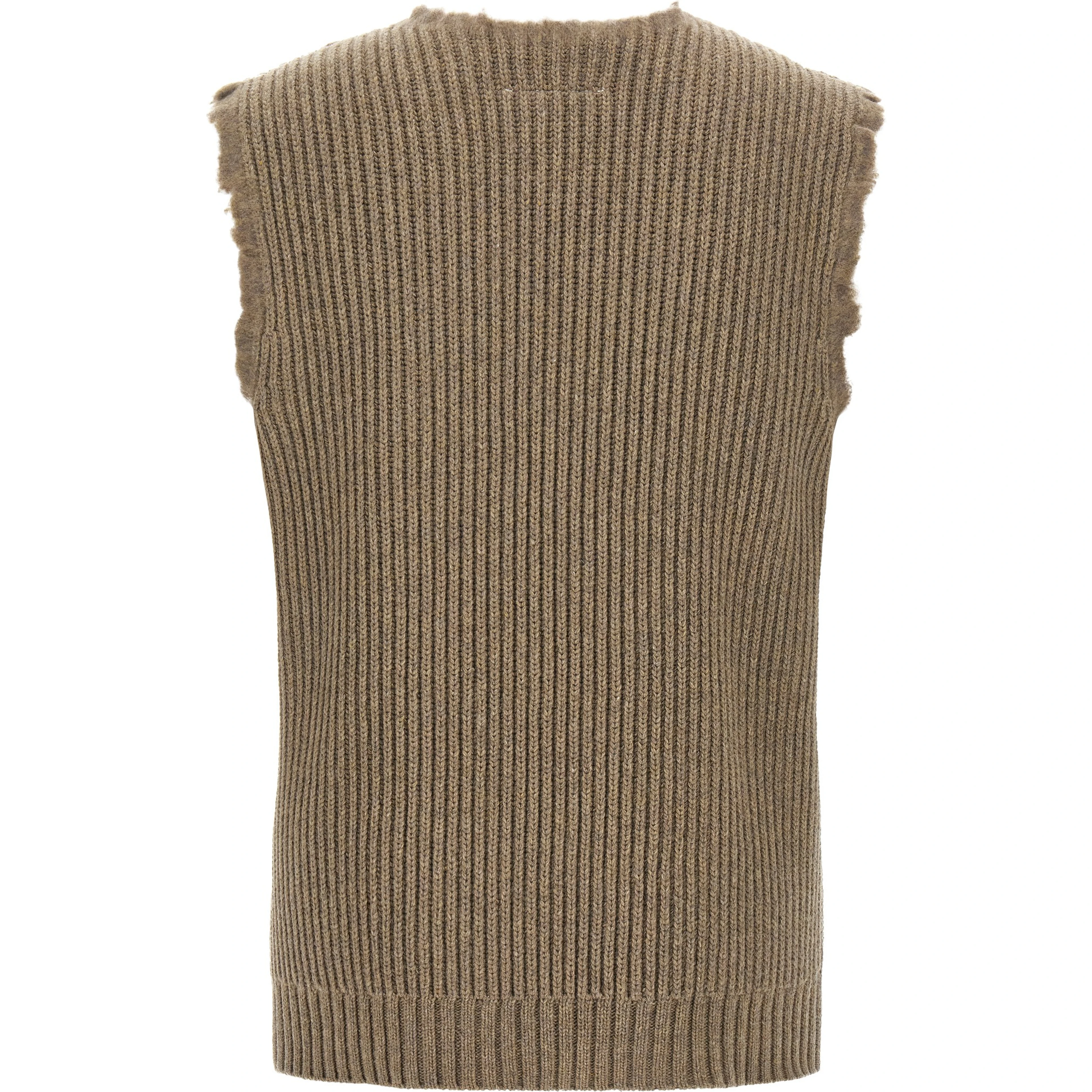 Beige Wool Sleeveles Sweater