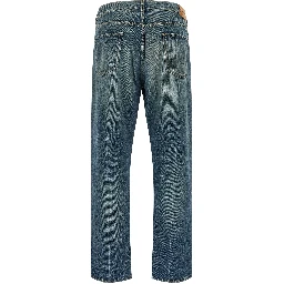 Blue Cotton Tapered Jeans