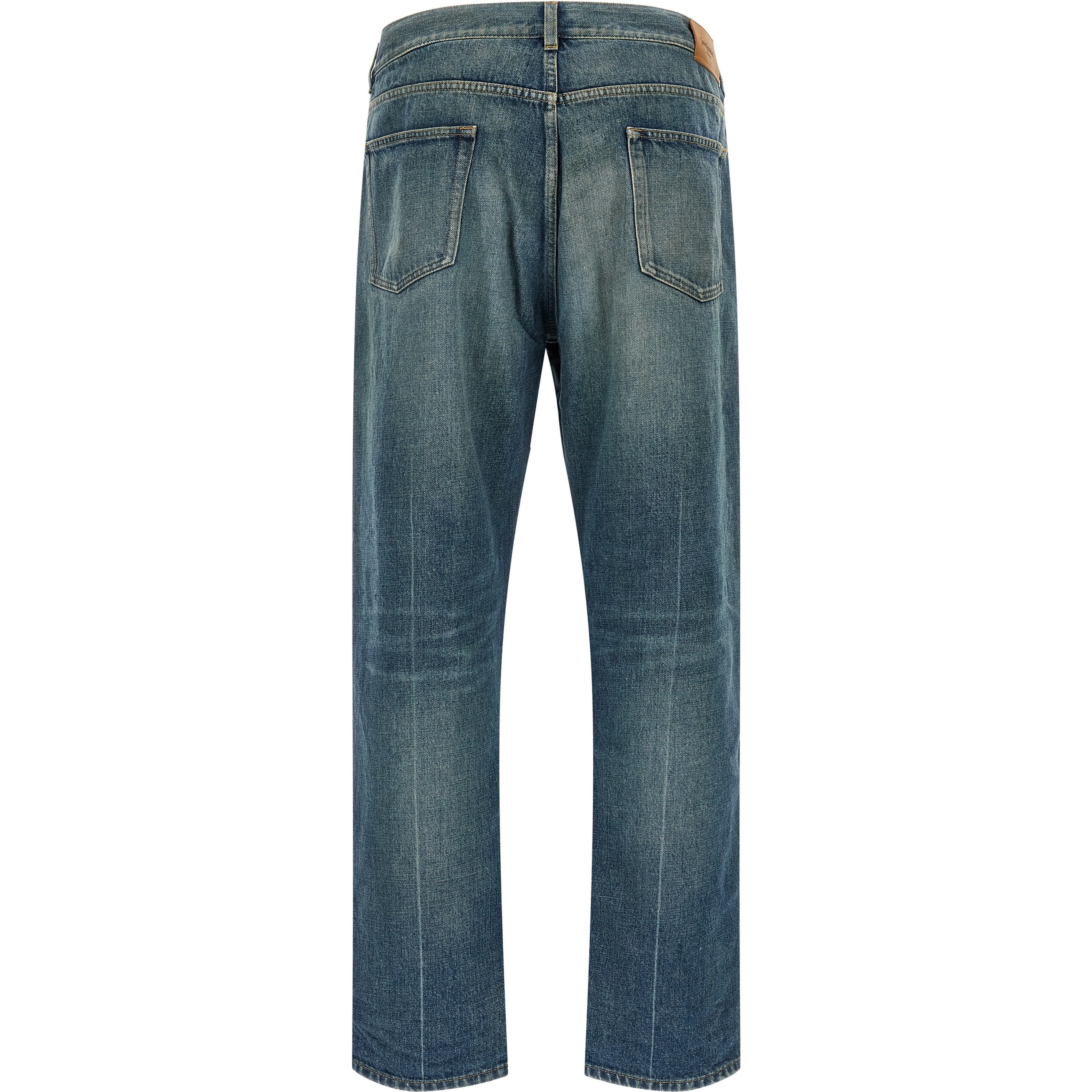 Blue Cotton Tapered Jeans