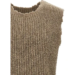 Beige Wool Sleeveles Sweater