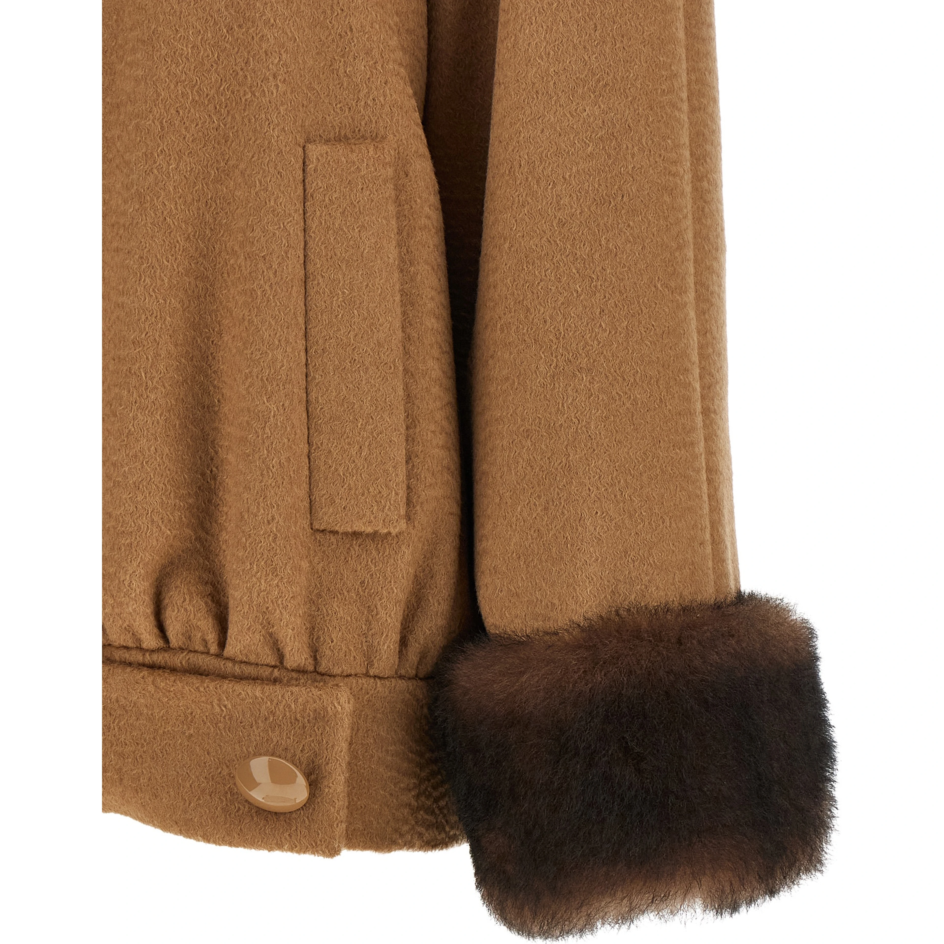 Brown Lamb Fur Bomber