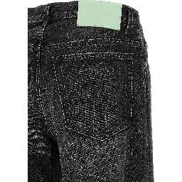 Gray Cotton Flared Jeans